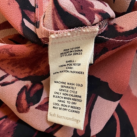 SOFT SURROUNDING Floral Pink and Black Long Shirtdress - Picture 10 of 11